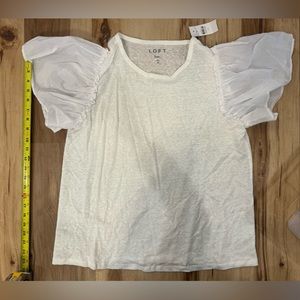 NWT Loft linen ruffle short sleeve tshirt size medium
